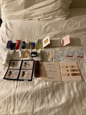 Assorted Travel Size Luxury Skincare, Makeup, & Perfume — 18 pieces